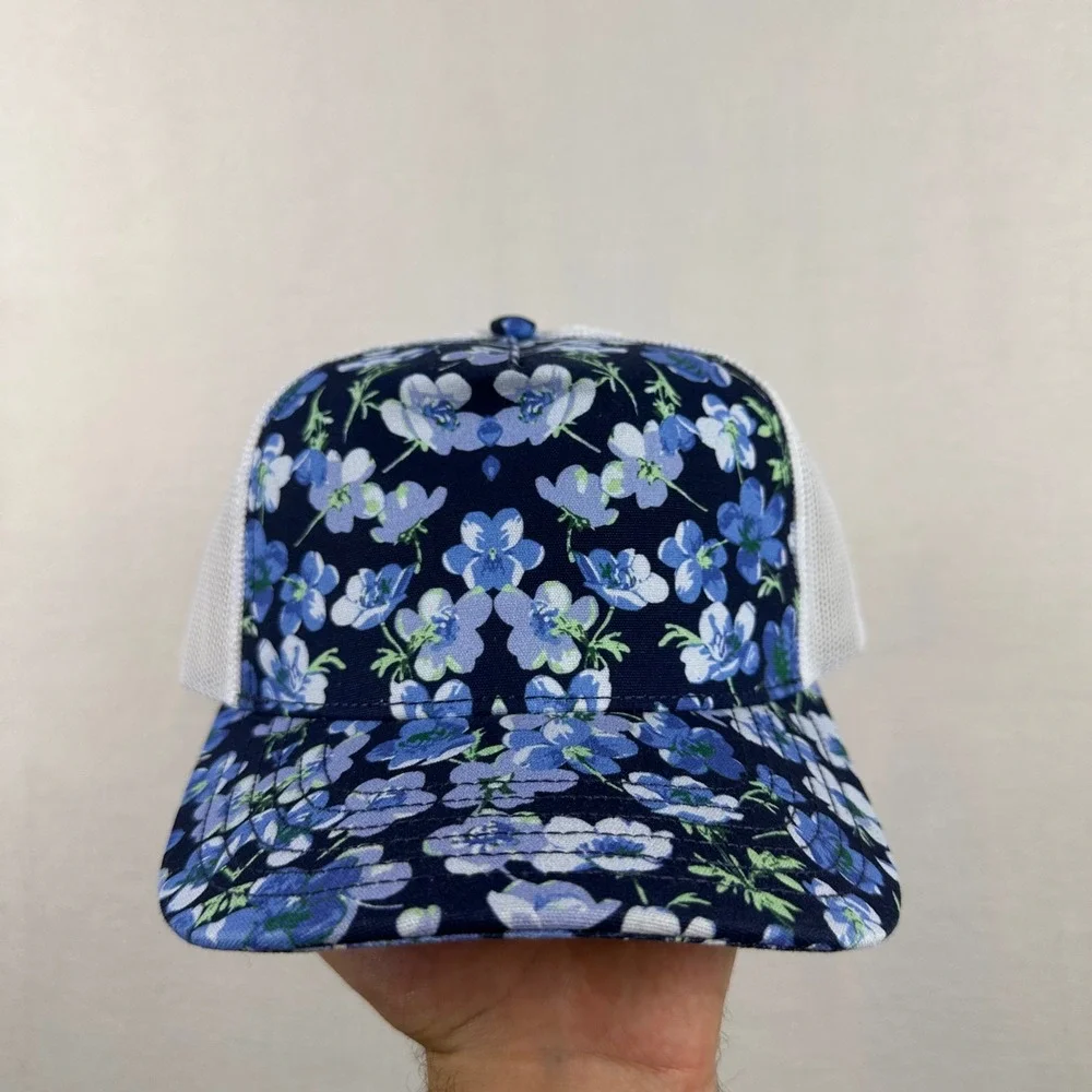 OFFLINE by Aerie Trucker Hat Womens OS Blue Floral Mesh Snapback Sporty Boho